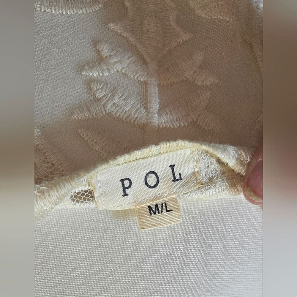 POL Ivory Lace Detail 35" Long Duster Or Beach Cover Up. Size M. - Picture 2 of 5